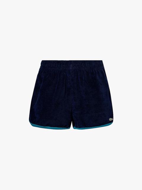 Logo-embroidered elasticated-waist cotton-blend jersey shorts