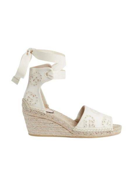 GUCCI Interlocking G Platform Espadrilles in Ivory Canvas Ribbon Tie