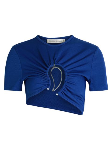 CHRISTOPHER ESBER Christopher Esber Cut-out Jersey Cropped T-shirt