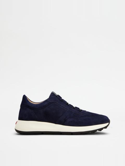 Tod's RED DOT SNEAKERS IN PASHMY SUEDE - BLUE
