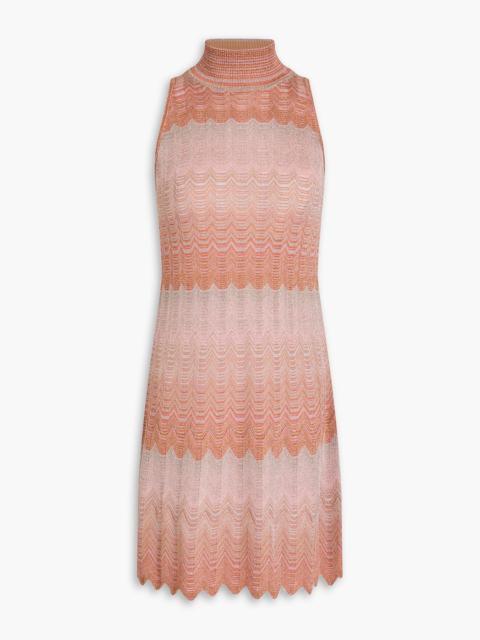 Missoni Metallic crochet-knit turtleneck mini dress
