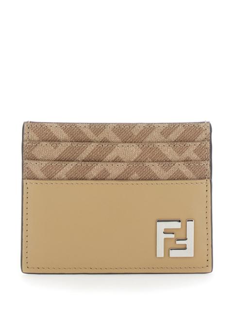 FENDI Fendi Men Beige Card Holder With Ff Plaque On The Front In Leather Man