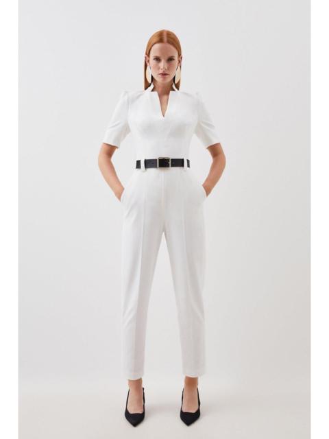 KAREN MILLEN Structured Crepe Forever Belted Jumpsuit