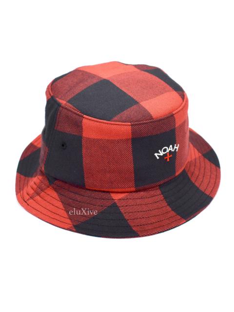 Noah Noah Red Buffalo Plaid Core Logo Bucket Hat DS