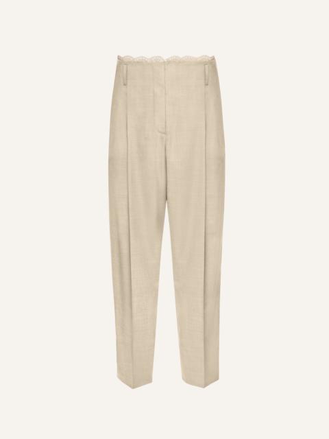 MAGDA BUTRYM Lace-detail wool tapered trousers in cream