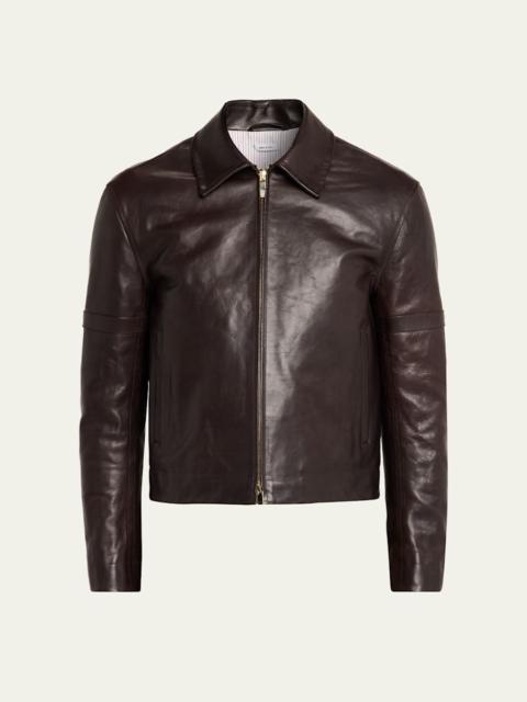 Thom Browne Men's Vitello Benek Buffalo Armband Leather Jacket