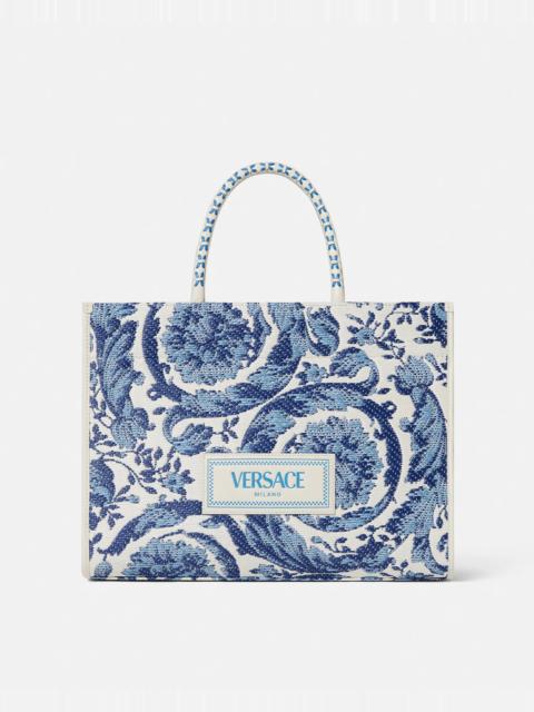 VERSACE Barocco Athena Raffia Medium Tote Bag