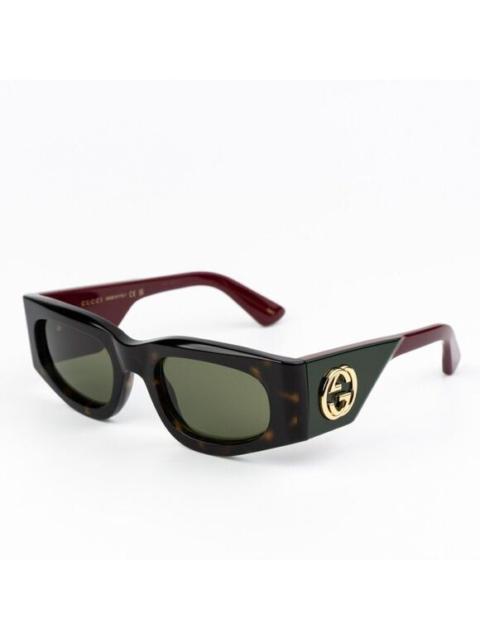 GUCCI NEW Gucci GG1664S 002 Havana Red Green Rectangle Unisex Sunglasses
