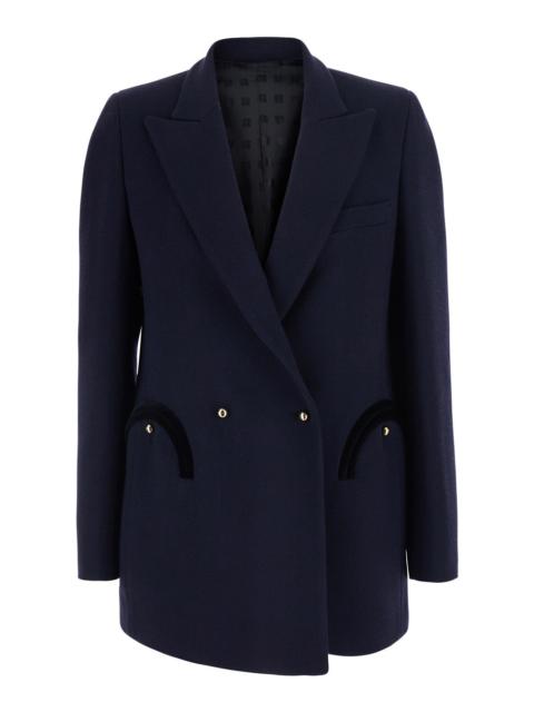 BLAZÉ MILANO Blaze Milano Women 'Resolute' Blue Double-Breasted Jacket With Peak Revers In Cotton For Women