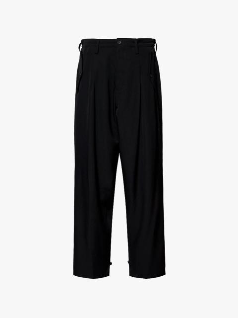 Mid-rise tapered -leg wool-garbadine trousers