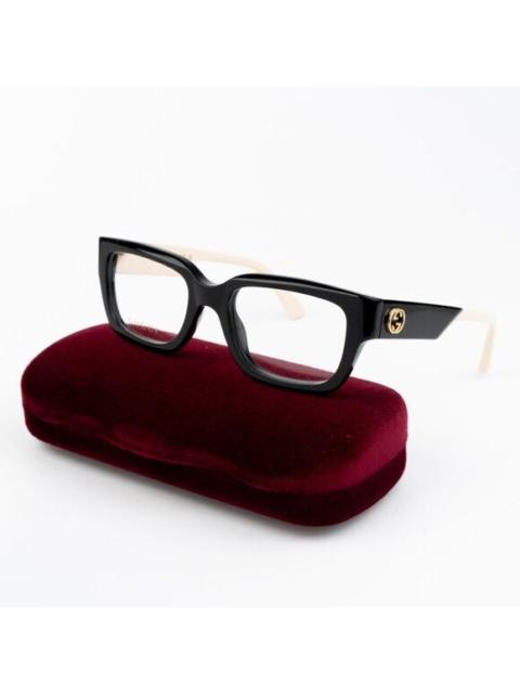 GUCCI NEW Gucci GG1666O 005 Black Ivory Women Square Eyeglasses GG 1666O