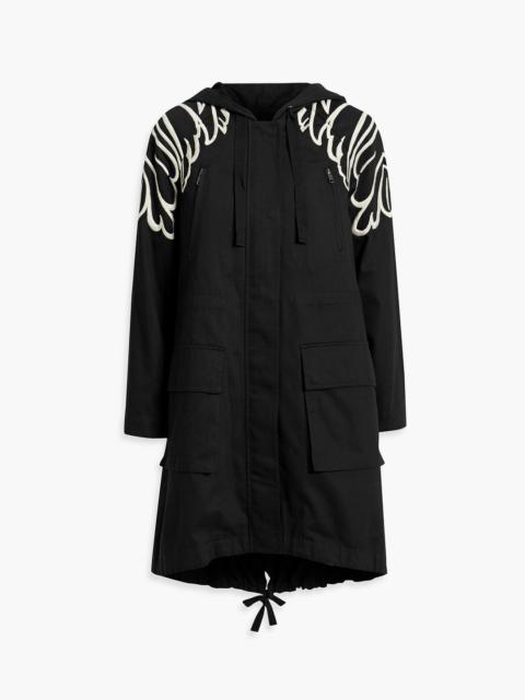 REDValentino Convertible embroidered cotton-twill hooded parka