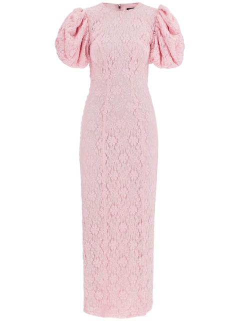 Rotate - Rotate pink floral midi dress with puff sleeves in mixed materials