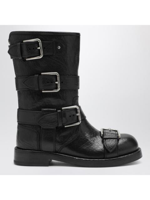 Dolce & Gabbana Dolce&Gabbana Black Leather Boots With Straps Women