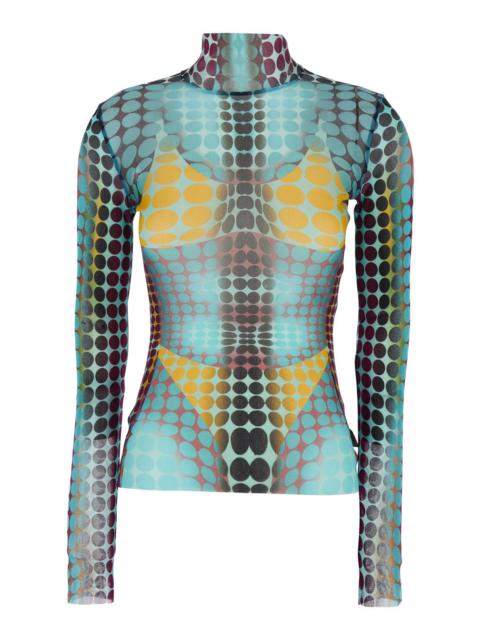 Jean Paul Gaultier Jean Paul Gaultier Women Multicolor Top With High Neck And All-Over Print In Tech Fabric Woman