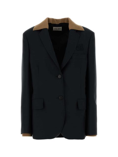 Miu Miu Miu Miu Women Midnight Blue Mohair Blend Oversize Blazer
