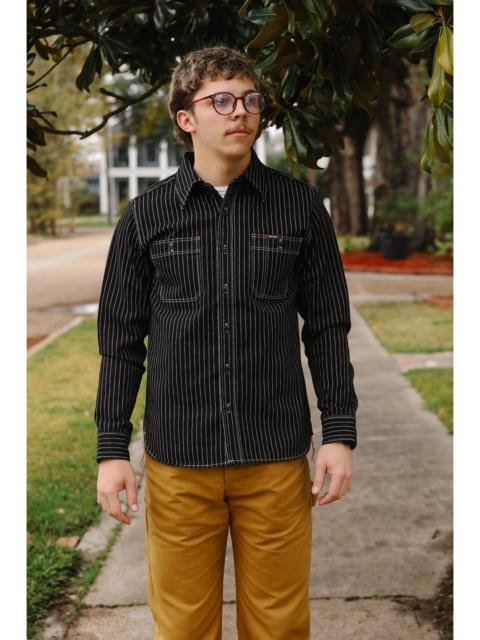 Iron Heart IHSH-266-BLK 12OZ WABASH WORK SHIRT - BLACK WITH BLACK BUTTONS