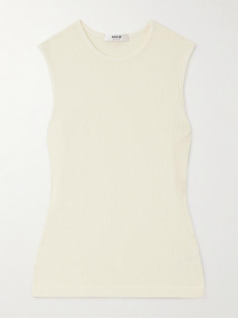 AGOLDE Binx Ribbed Stretch-lyocell And Organic Cotton-blend Tank