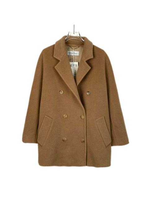 Other Designers MaxMara - Max Mara Brown Camel Wool Double-Breasted Coat With Lapel Collar Size XS