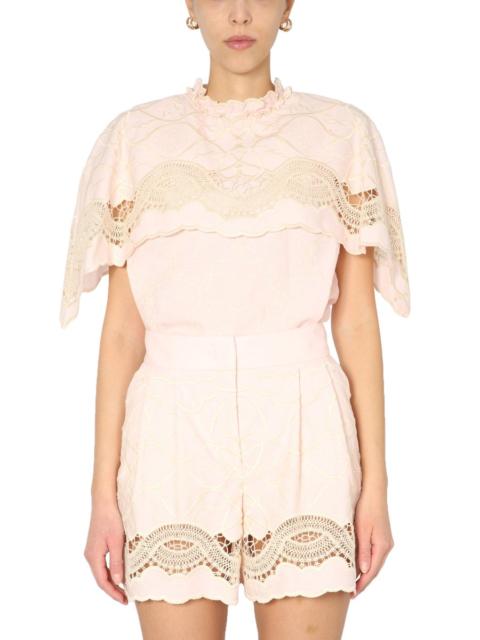 Other Designers Alberta Ferretti Women Embroidered Cape Top