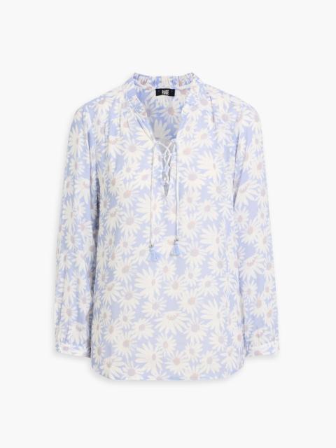 PAIGE Sharene tasseled floral-print gauze blouse