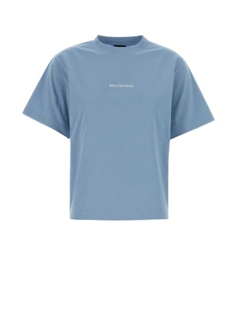 BALENCIAGA Balenciaga Women Light Blue Cotton T-Shirt
