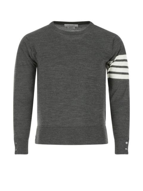 THOM BROWNE Melange Grey Wool Sweater