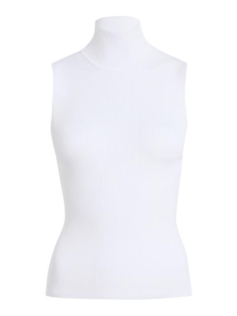 KHAITE Benita Ribbed-Knit Turtleneck Top white