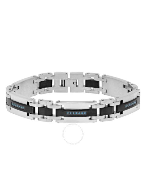 Other Designers Robert Alton 1/4CTW Blue Diamond Stainless Steel Two-Tone Men's Link Bracelet