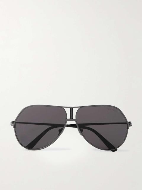 Rickie-02 Aviator-Style Gunmetal-Tone Sunglasses