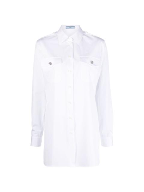 crystal-button cotton shirt
