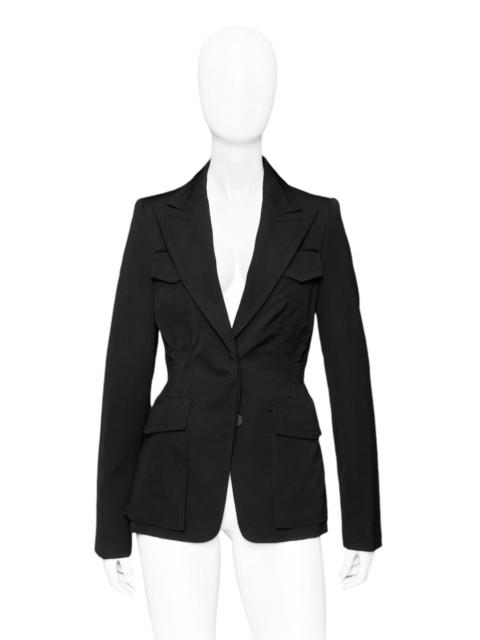 GUCCI Gucci Fall 2003 Tom Ford Black Wool Military Blazer Jacket 40