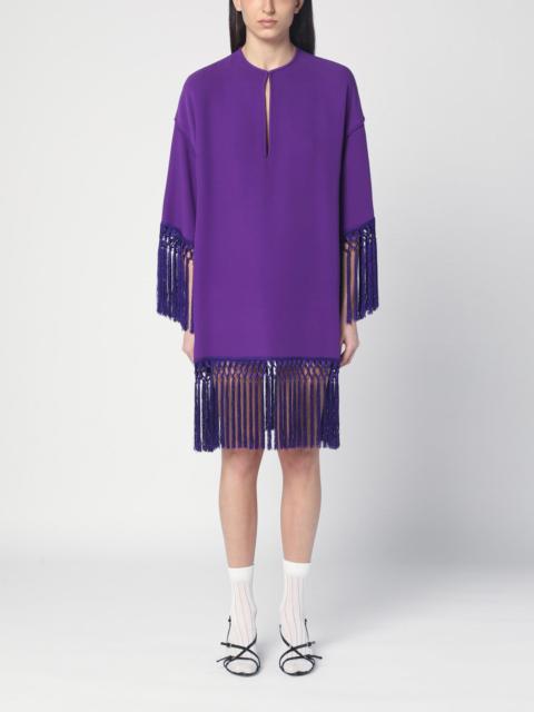 Valentino Silk purple dress with fringes