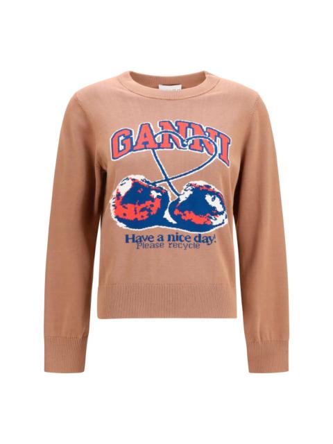 GANNI Ganni Women Fine Cotton Graphic Sweater Cherry