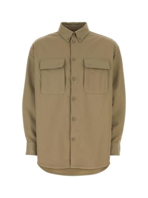 Off White Man Cappuccino Polyester Oversize Shirt