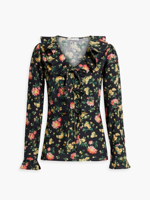 Other Designers Nia ruffled floral-print cotton-poplin top
