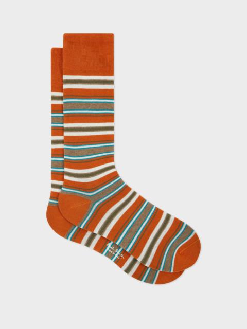 Paul Smith Orange Mixed Striped Socks