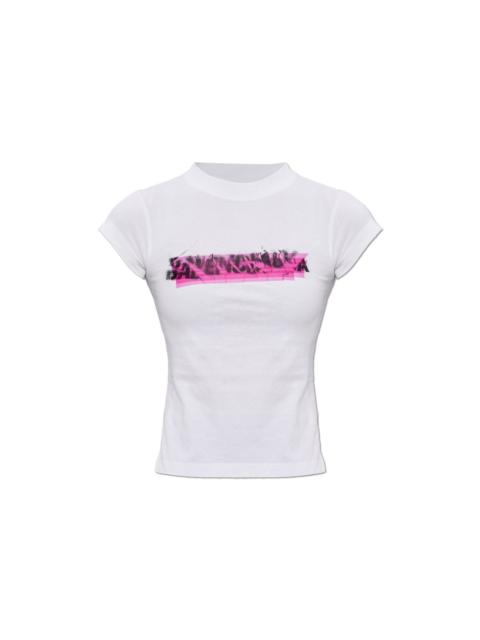 BALENCIAGA BALENCIAGA White Cotton Asymmetrical Cut T-Shirt New & Authe