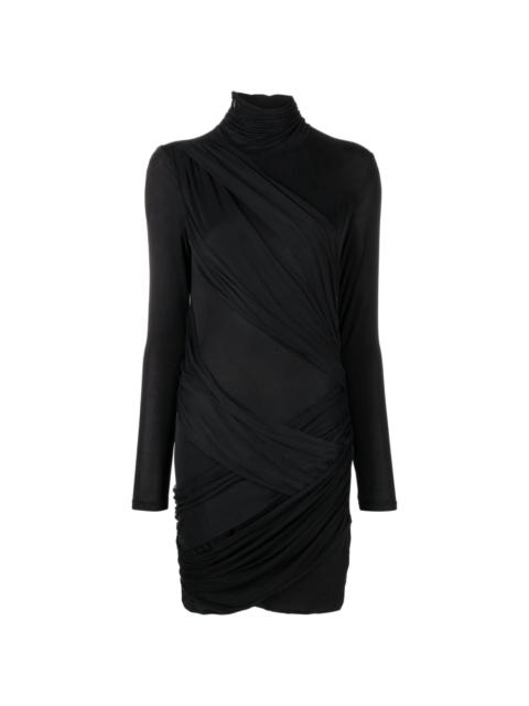 Kores roll-neck draped minidress