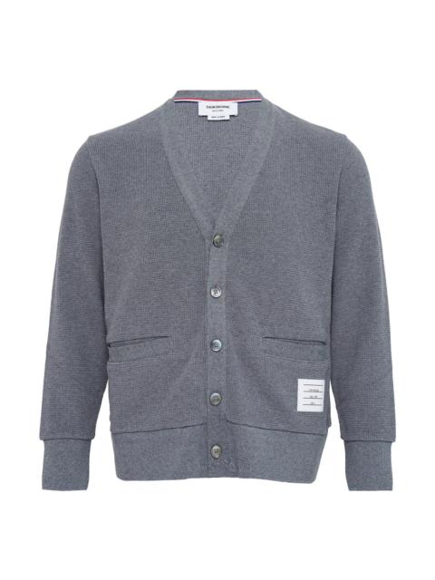 Thom Browne V Neck Cardigan With 4 Bar Intarsia