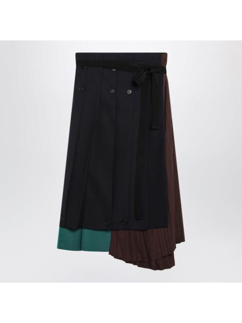 Prada Prada Asymmetric Patchwork Skirt In Virgin Wool, Blue Women