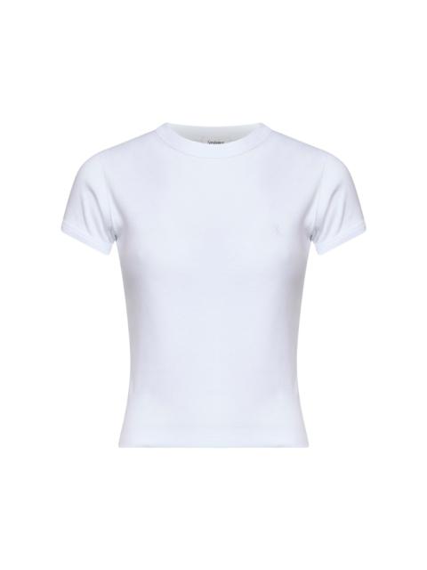 SAINT LAURENT Saint Laurent Women White Ribbed Cotton Jersey Cassandre T-Shirt