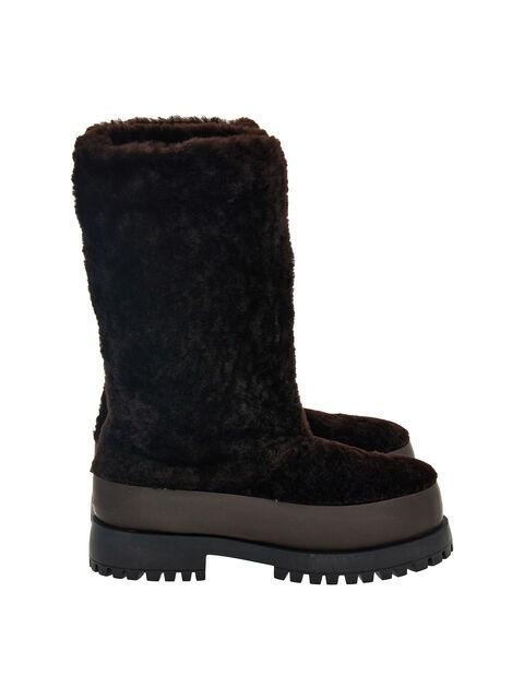 FERRAGAMO Ferragamo Deena Fur Platform Boots, Size 7 C