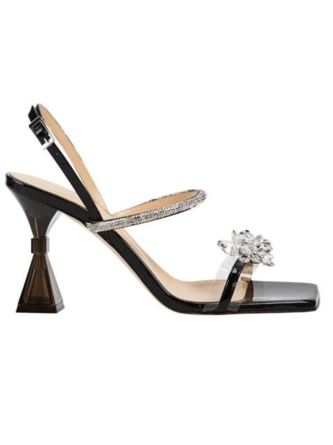 MACH & MACH Crystal-Embellished Patent Leather Slingback Sandals