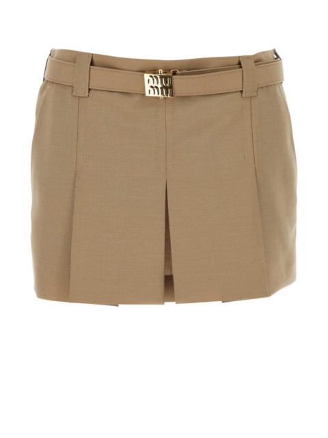 Miu Miu Women Camel Mohair Blend Mini Skirt