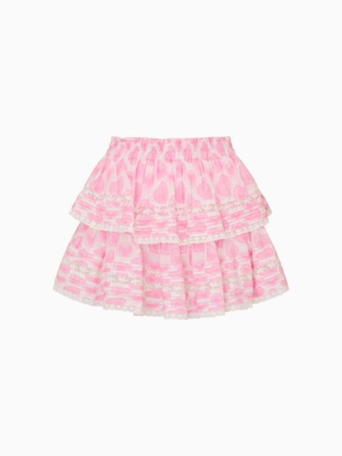 LoveShackFancy Heart Print Ruffle Mini Skirt