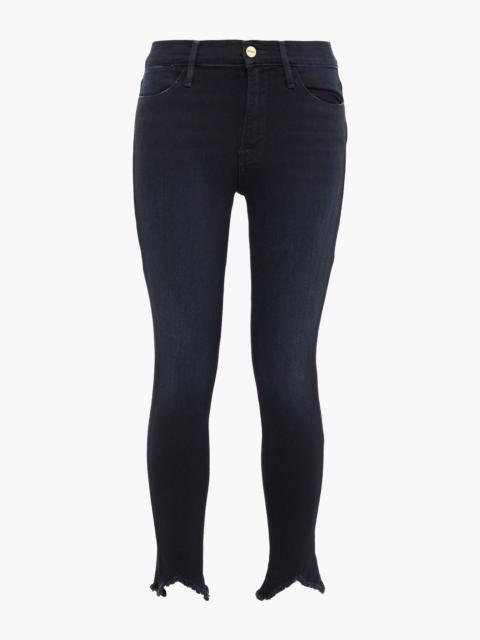 FRAME Le High Double Triangle frayed mid-rise skinny jeans