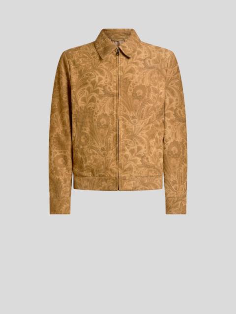 Etro SUEDE JACKET WITH FLORAL PAISLEY MOTIF AND ZIP