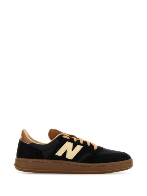 New Balance Black leather and suede T500 sneakers