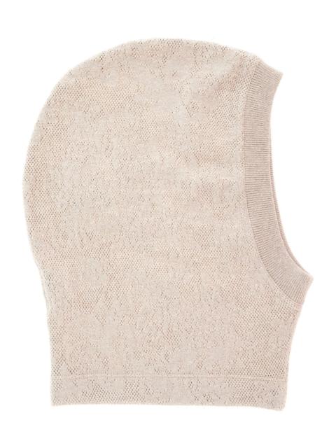 Brunello Cucinelli Brunello Cucinelli Women Beige Balaclava Hat With Ribbed Edges In Wool Blend For Women